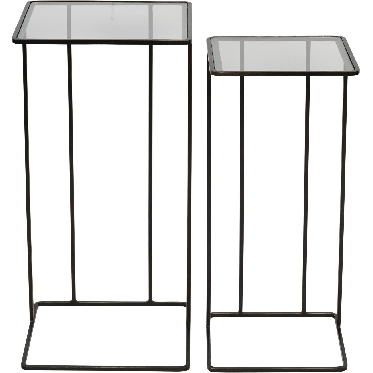 Set of 2 Salzburg Bronze & Glass Side Tables Nest